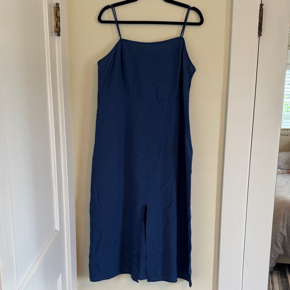 Elegant H&M New Blue Spaghetti Strap Midi Dress